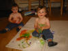 the concept that the paint goes on the paper, not on the body, has yet to sink in
